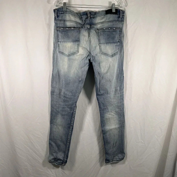 Supply & Demand Jeans Men's 36 XL Medium Wash Denim Distressed Button Zip - Picture 7 of 9